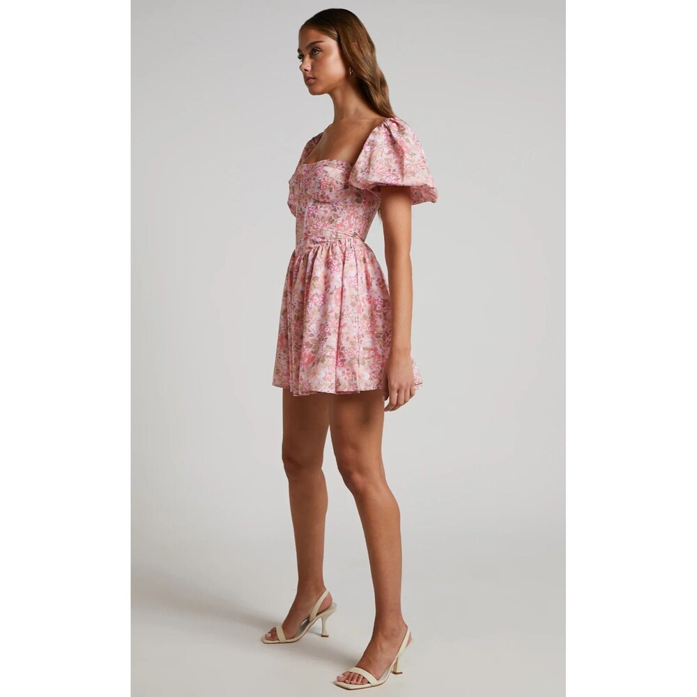 Showpo Phorchia Mini Dress Fit and Flare Puff Sleeve Corset Romantic Size 6 - Picture 5 of 13